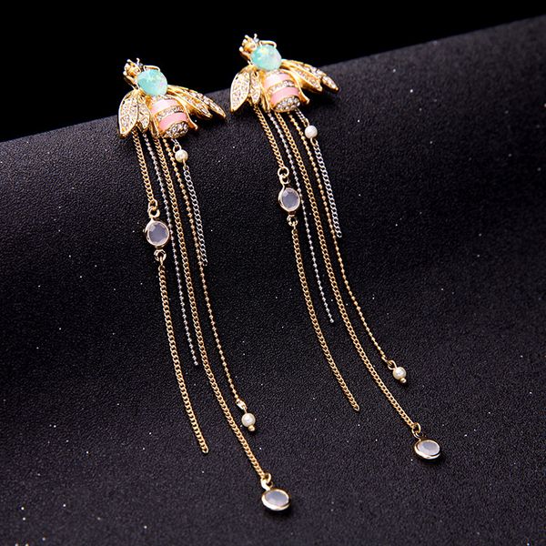 new year's gift tassel earrings 925 sterling silver cute bee drop long dangle white tassel earrings for women jewelry for teen girls gi, Golden;silver
new year's gift tassel earrings 925 sterling silver cute bee drop long dangle white tassel earrings for women jewelry for teen girls gi, Golden;silver