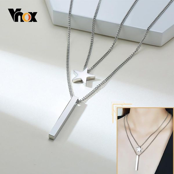 vnox chic layered necklaces for women men never fade stainless steel star vertical 3d bar pendant casual long sweater chain, Silver
vnox chic layered necklaces for women men never fade stainless steel star vertical 3d bar pendant casual long sweater chain, Silver