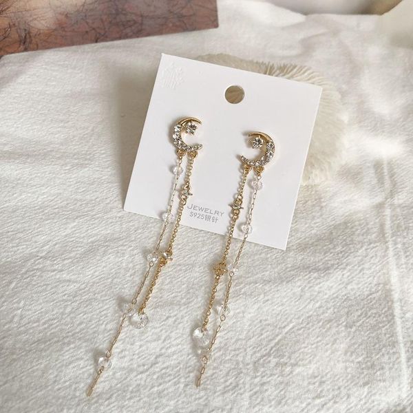 trendy women korean tv star cute zircon moon drop earrings elegant water drop long line pendientes jewelry girl gifts, Silver
trendy women korean tv star cute zircon moon drop earrings elegant water drop long line pendientes jewelry girl gifts, Silver