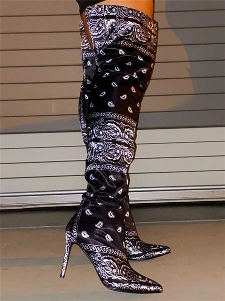 women over the knee thigh high boots winter retro printed boots zipper shoes luxury toe heel ladies party designers boots f112301, Black;grey
women over the knee thigh high boots winter retro printed boots zipper shoes luxury toe heel ladies party designers boots f112301, Black;grey