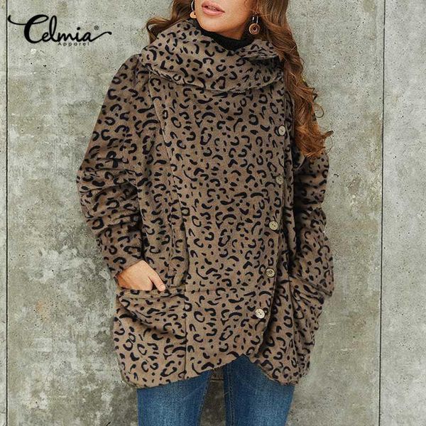 celmia 2020 winter asymmetrical women faux fur coat lady leopard print fur warm long sleeve casual loose jackets plus size, Black
celmia 2020 winter asymmetrical women faux fur coat lady leopard print fur warm long sleeve casual loose jackets plus size, Black