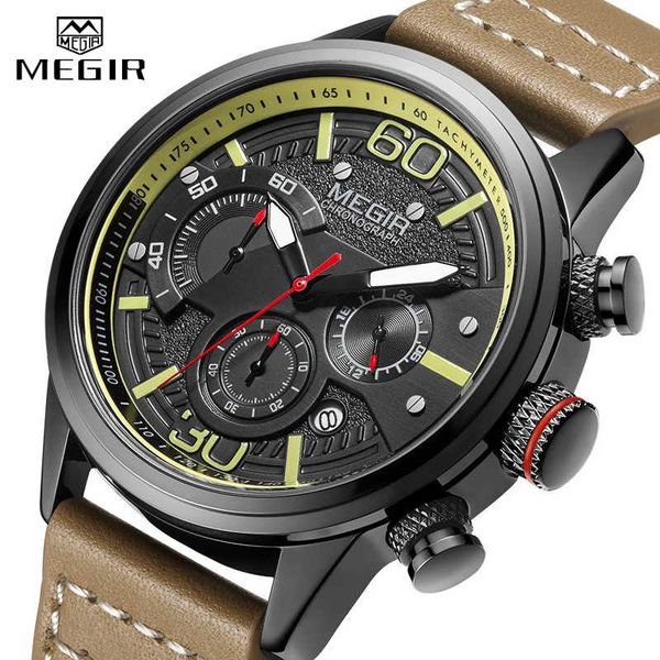 megir new brand watch men's waterproof sports chronograph leather analog quartz clock men's casual luminous watch calendar, Silver
megir new brand watch men's waterproof sports chronograph leather analog quartz clock men's casual luminous watch calendar, Silver