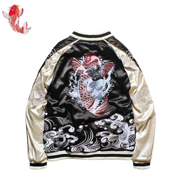 2020 new fashion lovers double-sided wear yokosuka baseball jacket retro carps dragon embroidery pilot bomber jacket coats, Black;brown
2020 new fashion lovers double-sided wear yokosuka baseball jacket retro carps dragon embroidery pilot bomber jacket coats, Black;brown