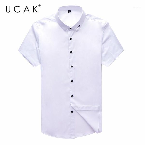 men's casual shirts ucak brand summer solid color men cothes turn-dwon collar clothing shirt hoome streetwear short sleeve u60371, White;black
men's casual shirts ucak brand summer solid color men cothes turn-dwon collar clothing shirt hoome streetwear short sleeve u60371, White;black