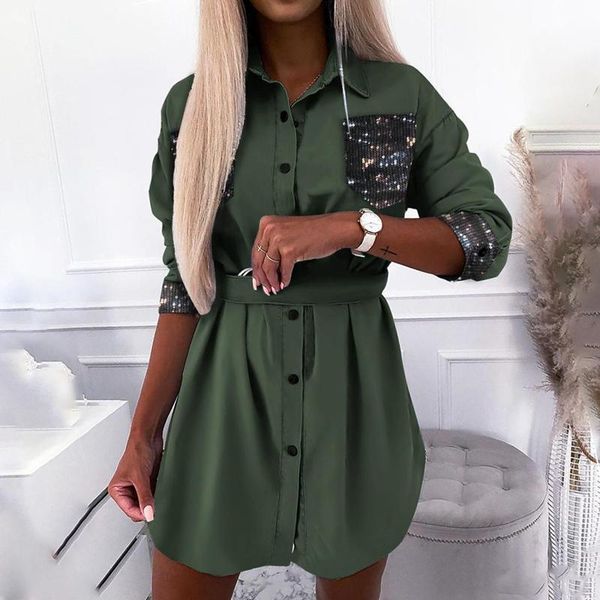 women shirt dress solid color sequin party dress 2020 autumn turn-down collar long sleeve ladies mini vestidos, Black;gray
women shirt dress solid color sequin party dress 2020 autumn turn-down collar long sleeve ladies mini vestidos, Black;gray