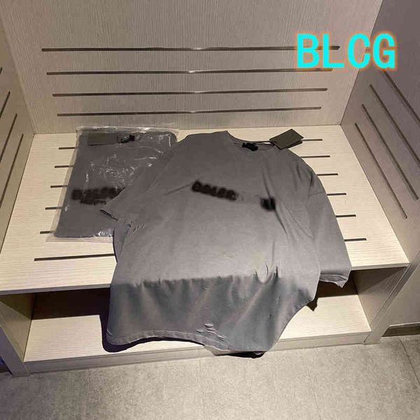 2022 factory wholesale new blc fashion hole collar t-shirt make old short sleeve men's and women's loose casual large t-shirt, White
2022 factory wholesale new blc fashion hole collar t-shirt make old short sleeve men's and women's loose casual large t-shirt, White