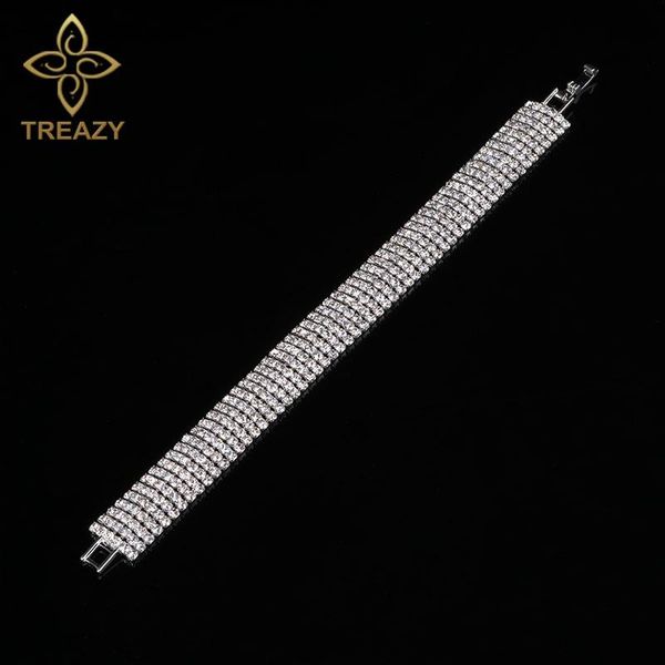 link, chain treazy fashion 6 rows rhinestone crystal bridal bracelets for women silver color & bangles bride wedding jewelry, Black
link, chain treazy fashion 6 rows rhinestone crystal bridal bracelets for women silver color & bangles bride wedding jewelry, Black