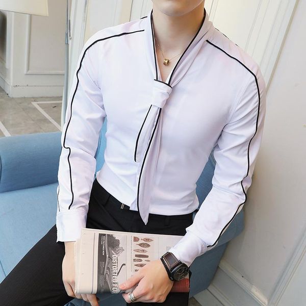 men's casual shirts solid tie male shirt slim fit long sleeve office working camicia uomo camisa fashion masculina black and white prom, White;black
men's casual shirts solid tie male shirt slim fit long sleeve office working camicia uomo camisa fashion masculina black and white prom, White;black