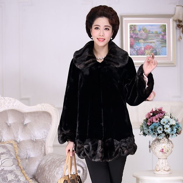 nerazzurri middle aged women faux fur coat turn-down collar long sleeve loose fit large size fake mink fur outerwear 4xl 5xl 6xl 201028, Black
nerazzurri middle aged women faux fur coat turn-down collar long sleeve loose fit large size fake mink fur outerwear 4xl 5xl 6xl 201028, Black
