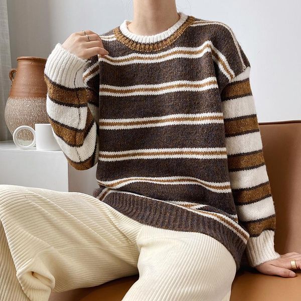 pullovers women soft autumn o-neck sweaters chic womens pullover student striped harajuku wild knitted loose female sweater, White;black
pullovers women soft autumn o-neck sweaters chic womens pullover student striped harajuku wild knitted loose female sweater, White;black