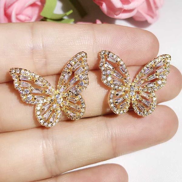 2021 women earrings creative cubic zirconia butterfly stud earrings elegant korean style sweety earrings, Golden;silver
2021 women earrings creative cubic zirconia butterfly stud earrings elegant korean style sweety earrings, Golden;silver