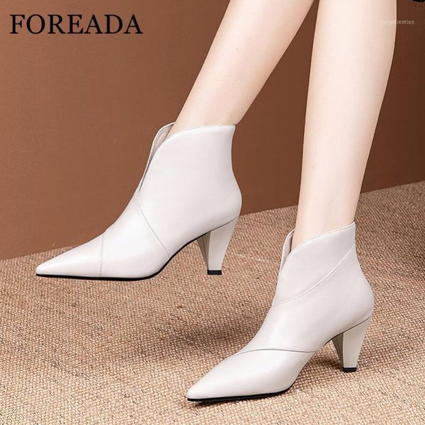 foreada high heel woman boots natural genuine leather ankle boots spike heel short pointed toe female shoes beige black 391
foreada high heel woman boots natural genuine leather ankle boots spike heel short pointed toe female shoes beige black 391
