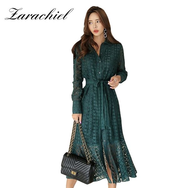 spring vintage hollow out lace women long dress long sleeve single-breasted split shirt dress ladies sashes mermaid dress y200805, Black;pink
spring vintage hollow out lace women long dress long sleeve single-breasted split shirt dress ladies sashes mermaid dress y200805, Black;pink