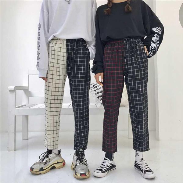 harajuku pants patchwork plaid pant women drawstring elastic waist straight trouser autumn fashion outwear1, Black;white
harajuku pants patchwork plaid pant women drawstring elastic waist straight trouser autumn fashion outwear1, Black;white