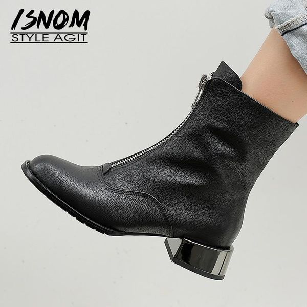 ISNOM Motorcycle Boots Women Thick Heels Ankle Boots Round Toe Shoes Female Casual Shoes Ladies Zip Leather Winter 2020, Black
ISNOM Motorcycle Boots Women Thick Heels Ankle Boots Round Toe Shoes Female Casual Shoes Ladies Zip Leather Winter 2020, Black