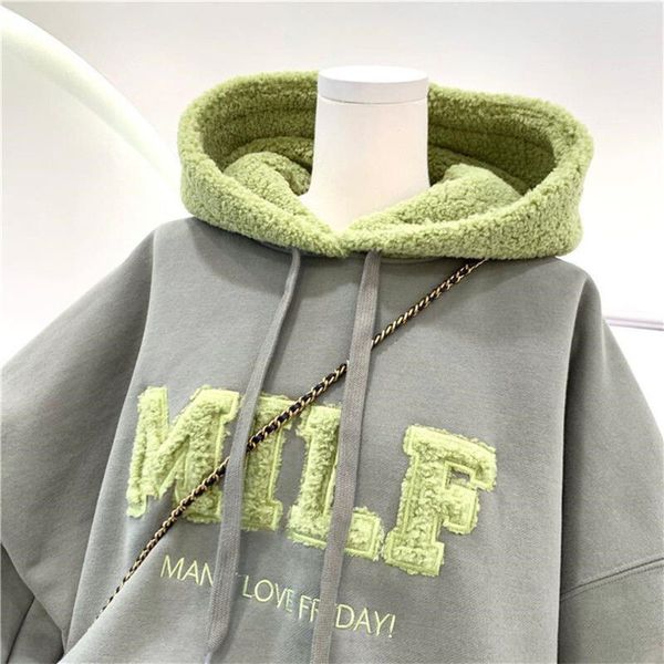 lplush thickening winter hooded sweater women's coat loose fried street popular, Black
lplush thickening winter hooded sweater women's coat loose fried street popular, Black