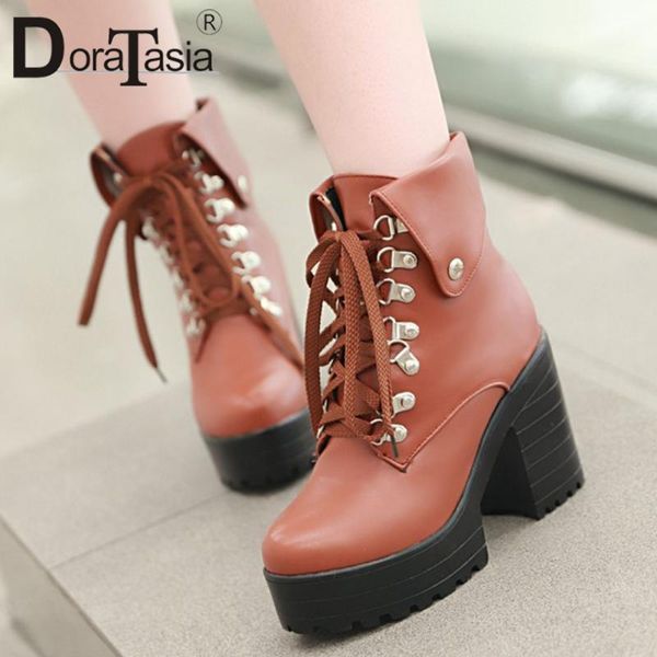 boots doratasia classic metal decorating cool lace-up platform women fashion high block heels ankle shoes woman, Black
boots doratasia classic metal decorating cool lace-up platform women fashion high block heels ankle shoes woman, Black