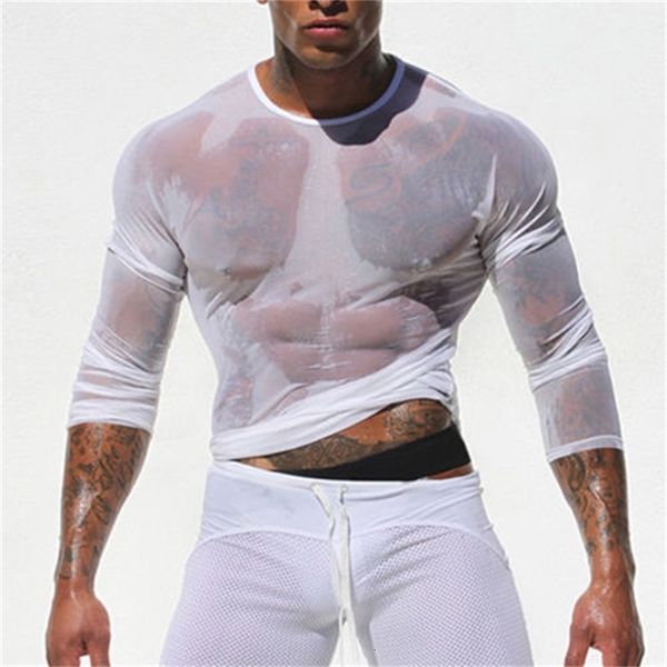 men's slim fit o neck long sleeve o-neck black white colors muscle see through tee casual t-shirt, White;black
men's slim fit o neck long sleeve o-neck black white colors muscle see through tee casual t-shirt, White;black