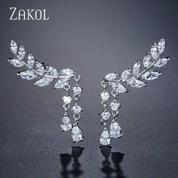 zakol fashion cz crystal zirconia leaf long drop earrings for women girl wing wedding party jewelry gift fsep520, Silver
zakol fashion cz crystal zirconia leaf long drop earrings for women girl wing wedding party jewelry gift fsep520, Silver