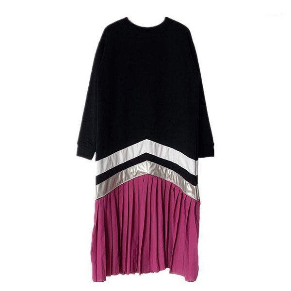 autumn dress ladies urban loose straight knee-length o-neck middle dress women casual pullover patchwork pleated1, Black;gray
autumn dress ladies urban loose straight knee-length o-neck middle dress women casual pullover patchwork pleated1, Black;gray