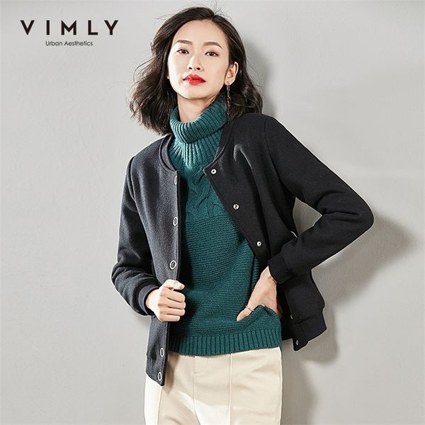 vimly fashion women wool coat casual single breasted solid short jackets vintage woolen blends female outerwear 30161 201216, Black
vimly fashion women wool coat casual single breasted solid short jackets vintage woolen blends female outerwear 30161 201216, Black