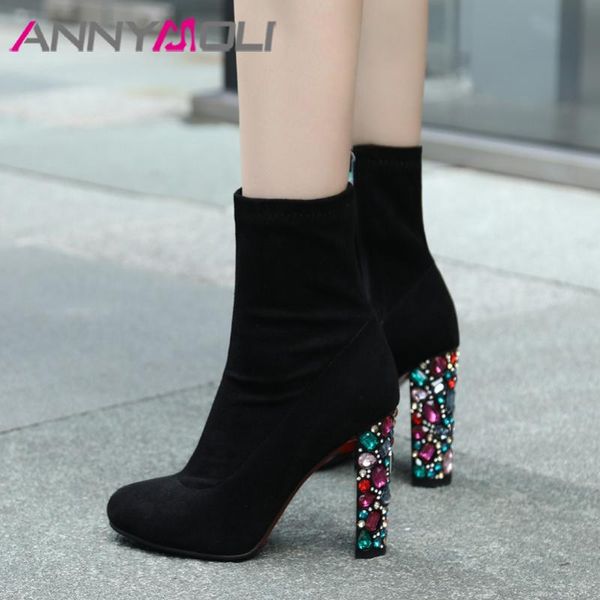 boots annymoli winter real leather ankle women kid suede zip block heel short crystal extreme high shoes lady autumn, Black
boots annymoli winter real leather ankle women kid suede zip block heel short crystal extreme high shoes lady autumn, Black