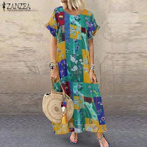 summer floral printed dress zanzea vintage bohemian party sundress women casual short sleeve maxi long vestidos female robe y200120, White;black
summer floral printed dress zanzea vintage bohemian party sundress women casual short sleeve maxi long vestidos female robe y200120, White;black