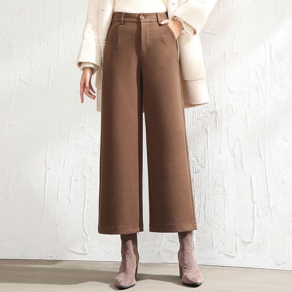 elegant 2020 new autnmn winter women pants fashion woolen office ladies warm wide leg high waist casual calf length loose pants, Black;white
elegant 2020 new autnmn winter women pants fashion woolen office ladies warm wide leg high waist casual calf length loose pants, Black;white