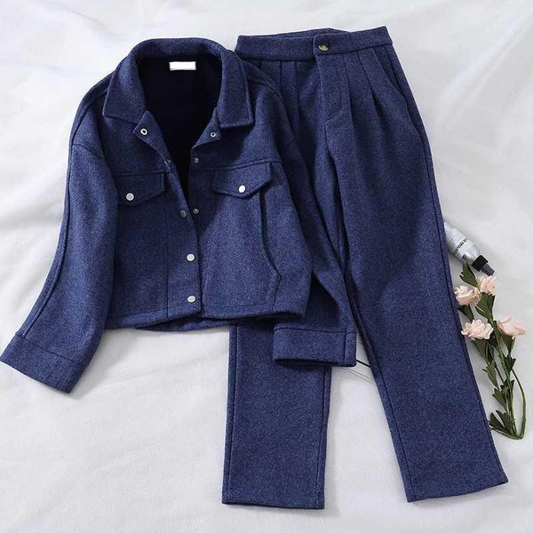 2020 new fashion women two piece set autumn winter woolen loose jacket coat + ankle length pants two-piece suit1, Gray
2020 new fashion women two piece set autumn winter woolen loose jacket coat + ankle length pants two-piece suit1, Gray