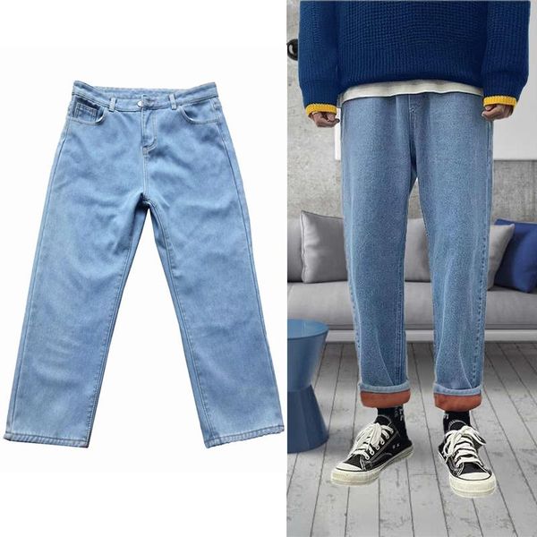 men's jeans winter loose casual thick boy clothes wide leg pants long street clothing hip hop style, Blue
men's jeans winter loose casual thick boy clothes wide leg pants long street clothing hip hop style, Blue