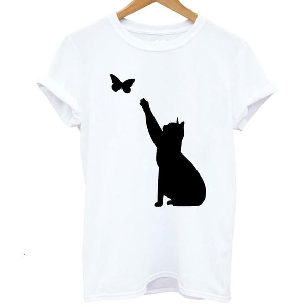 2019 women t-shirt cartoon cat catching butterfly print female tshirt casual funny short sleeve tees t shirt women clothing, White
2019 women t-shirt cartoon cat catching butterfly print female tshirt casual funny short sleeve tees t shirt women clothing, White
