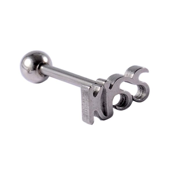 1pc surgical steel kiss letter tongue rings punk style hypoallergenic piercing tongue barbells piercing body jewelry 14g q sqcitm, Silver
1pc surgical steel kiss letter tongue rings punk style hypoallergenic piercing tongue barbells piercing body jewelry 14g q sqcitm, Silver