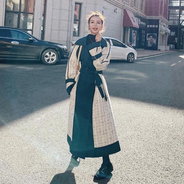 windbreaker female 2020 design stitching color contrast mid-length plaid spring autumn fashion new casual women trench coat a691, Tan;black
windbreaker female 2020 design stitching color contrast mid-length plaid spring autumn fashion new casual women trench coat a691, Tan;black