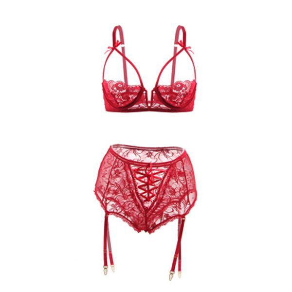 womens garter erotic lingerie fashion trend lace cutout 1/2 cup bra high-waist lace-up panties pyjamas sets female plus size sleepwear, Black;red
womens garter erotic lingerie fashion trend lace cutout 1/2 cup bra high-waist lace-up panties pyjamas sets female plus size sleepwear, Black;red