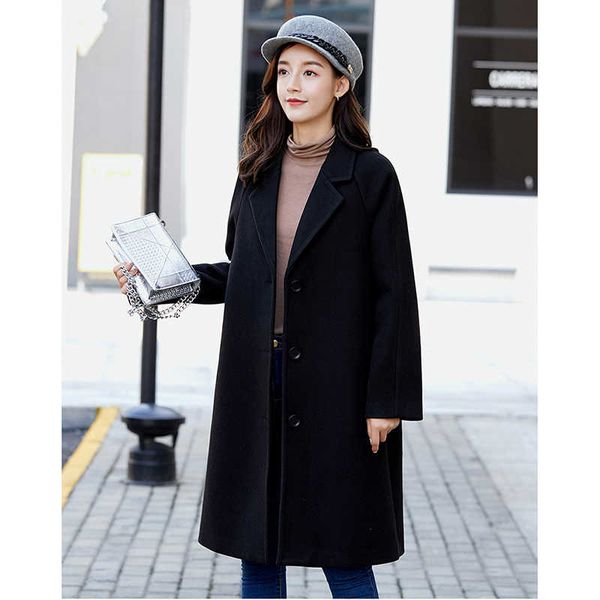 2019 autumn and winter new korean women's large size in the long section of casual tide woolen coat a246, Black
2019 autumn and winter new korean women's large size in the long section of casual tide woolen coat a246, Black