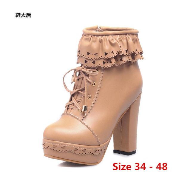 boots woman high heel platform ankle heels for women shoes spring autumn short booties small big size 34 - 48, Black 
boots woman high heel platform ankle heels for women shoes spring autumn short booties small big size 34 - 48, Black