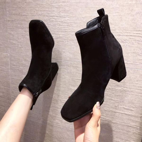 boots suede 2021 autumn square toe women's short thick heel mid-heel shoes korean version of women, Black
boots suede 2021 autumn square toe women's short thick heel mid-heel shoes korean version of women, Black