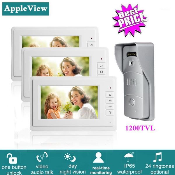 video door phones 7 inch wired intercom system with 1200tvl doorbell ir sensor + 3 indoor monitors one key unlock for home security1
video door phones 7 inch wired intercom system with 1200tvl doorbell ir sensor + 3 indoor monitors one key unlock for home security1