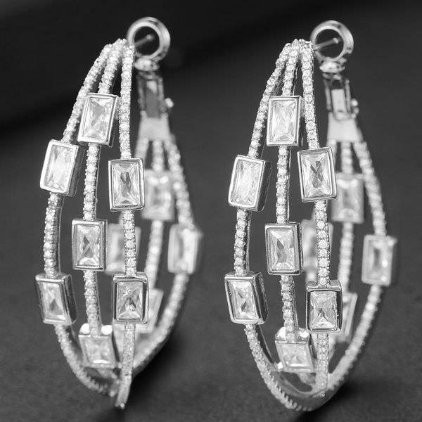 siscathy trendy luxury cubic zircon statement hoop big earrings for women square circle bridal wedding earrings jewelry, Golden;silver
siscathy trendy luxury cubic zircon statement hoop big earrings for women square circle bridal wedding earrings jewelry, Golden;silver