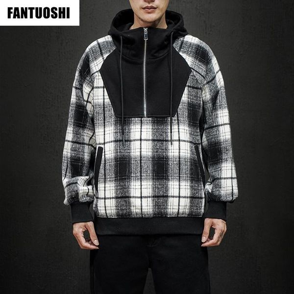 men's hoodies & sweatshirts 2021 autumn and winter casual plaid loose hoodie sweater jacket stitching fashion large size half-zip high, Black
men's hoodies & sweatshirts 2021 autumn and winter casual plaid loose hoodie sweater jacket stitching fashion large size half-zip high, Black