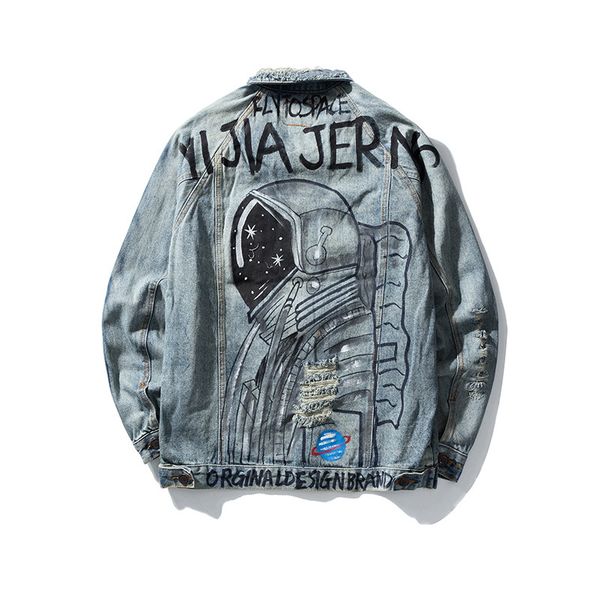 letter painted sleeves ribbons jeans coat men and women washed retro streetwear oversize hole denim coat, Black;brown
letter painted sleeves ribbons jeans coat men and women washed retro streetwear oversize hole denim coat, Black;brown