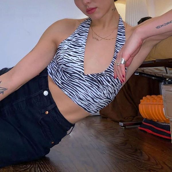 women's tanks & camis vintage halter backless summer cropped e-girl zebra printing deep v collar sleeveless bralette chic y2k party, White
women's tanks & camis vintage halter backless summer cropped e-girl zebra printing deep v collar sleeveless bralette chic y2k party, White