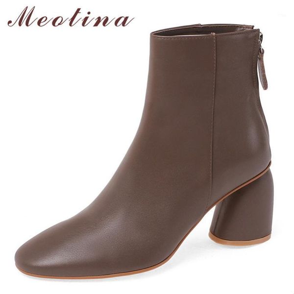 boots meotina women short shoes genuine leather high heel ankle zipper block heels female autumn winter brown 401, Black
boots meotina women short shoes genuine leather high heel ankle zipper block heels female autumn winter brown 401, Black