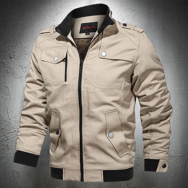 men's military autumn solid color tactics casual trucker's bomber's thin khaki wool jacket, Black
men's military autumn solid color tactics casual trucker's bomber's thin khaki wool jacket, Black