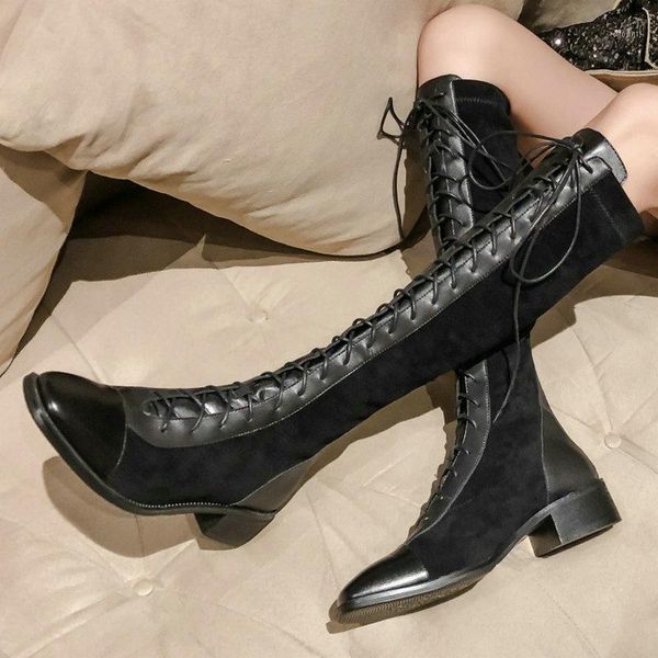 boots eshtonshero mixed color lace up knee high women black square heel woman leather shoes pointed toe winter size 3-111
boots eshtonshero mixed color lace up knee high women black square heel woman leather shoes pointed toe winter size 3-111