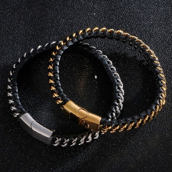 factorycsmkgold personalized braided genuine leather bracelet men polished stainless steel mens bracelets fashion wrap bangles male, Silver
factorycsmkgold personalized braided genuine leather bracelet men polished stainless steel mens bracelets fashion wrap bangles male, Silver