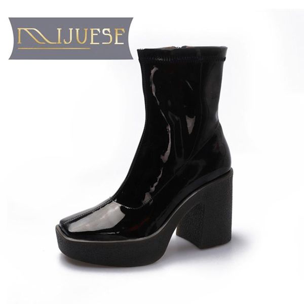 mljuese 2021 women soft ankle boots patent leather zippers boots winter short plush square toe high heels women, Black
mljuese 2021 women soft ankle boots patent leather zippers boots winter short plush square toe high heels women, Black