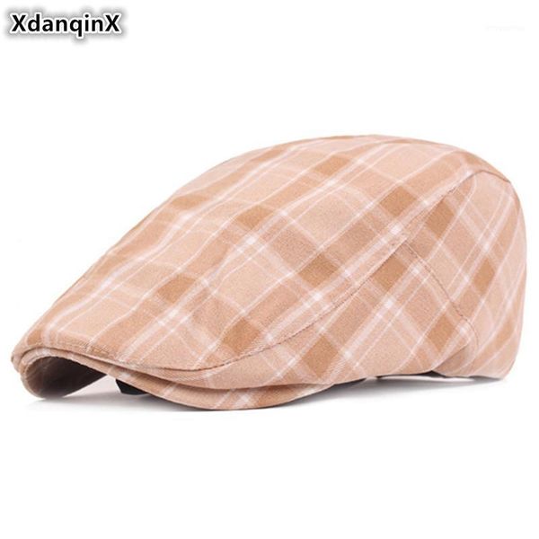 

xdanqinx men's literary youth brands caps berets women's plaid cotton beret fashion vintage tongue cap snapback cap couple hats1, Blue;gray