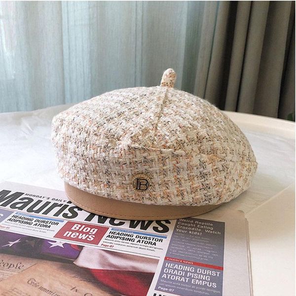 berets autumn and winter small fragrance wind guizhu geberet retro fashion versatile hat, Blue;gray
berets autumn and winter small fragrance wind guizhu geberet retro fashion versatile hat, Blue;gray