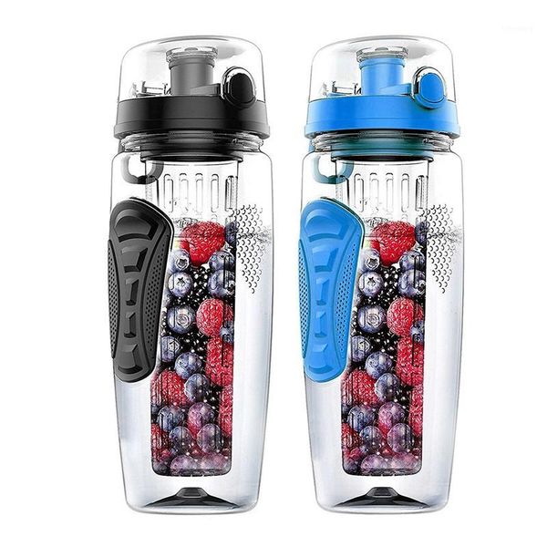 2 pcs 1000ml/32oz fruit infusing infuser water bottle plastic sports detox health blue & black1
2 pcs 1000ml/32oz fruit infusing infuser water bottle plastic sports detox health blue & black1